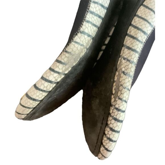 Tory Burch Cream w Navy Stripes Ballet Flats 9.5 - Picture 4 of 10